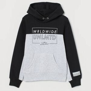 H&M Black and Gray Hoodie with Front Pocket